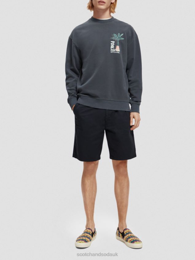 Scotch & Soda Men Garment-Dyed Artwork Sweatshirt LP48HB533 Clothing Navy