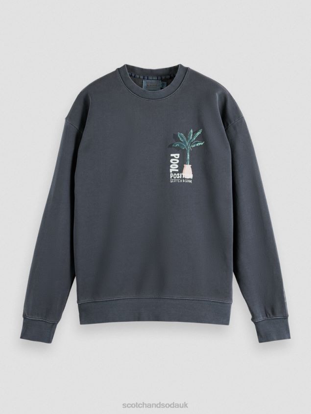 Scotch & Soda Men Garment-Dyed Artwork Sweatshirt LP48HB533 Clothing Navy