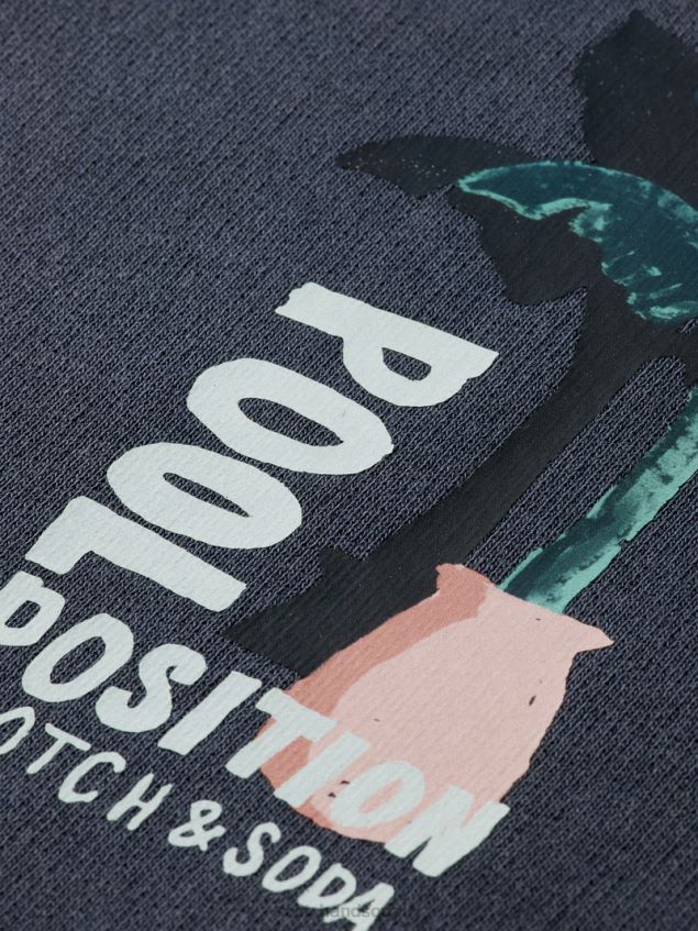 Scotch & Soda Men Garment-Dyed Artwork Sweatshirt LP48HB533 Clothing Navy