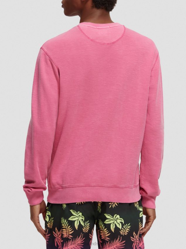 Scotch & Soda Men Garment-Dyed Crewneck Sweatshirt LP48HB536 Clothing Cerise