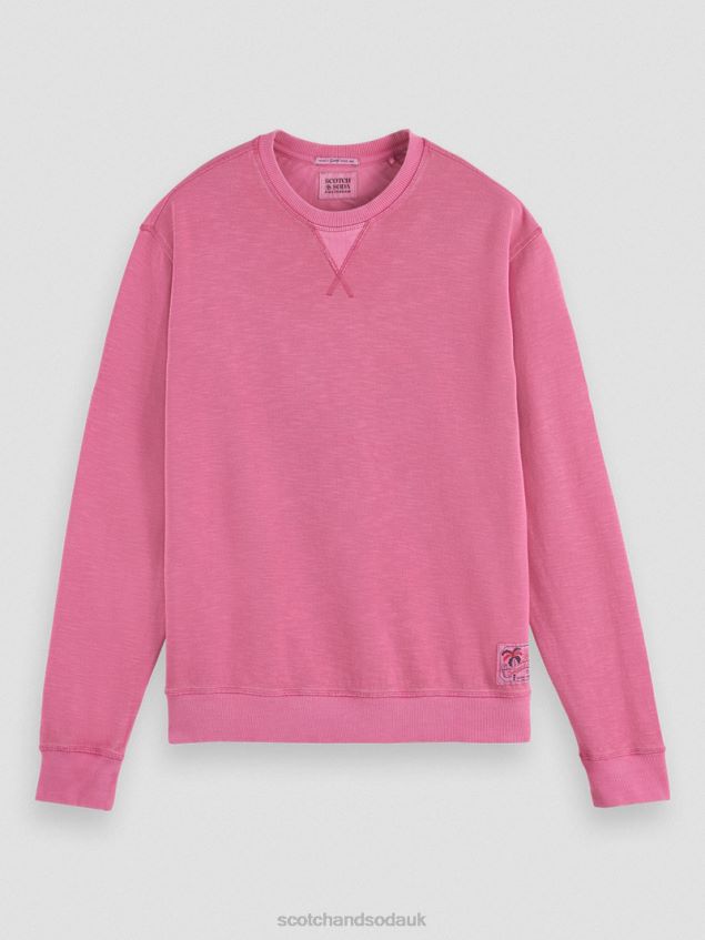 Scotch & Soda Men Garment-Dyed Crewneck Sweatshirt LP48HB536 Clothing Cerise