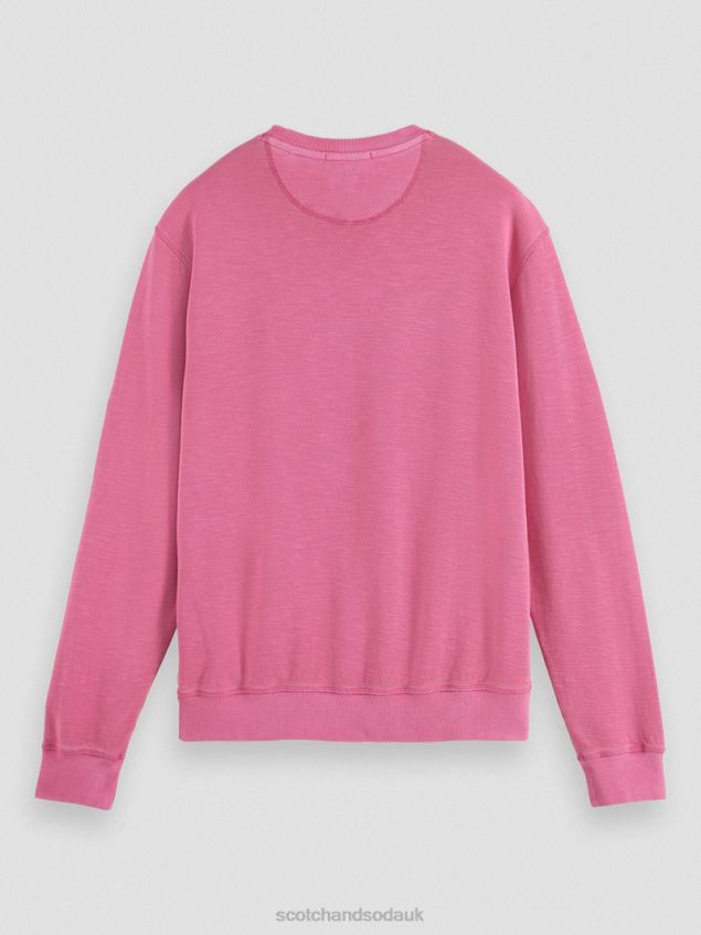 Scotch & Soda Men Garment-Dyed Crewneck Sweatshirt LP48HB536 Clothing Cerise