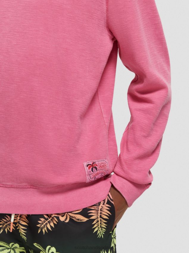 Scotch & Soda Men Garment-Dyed Crewneck Sweatshirt LP48HB536 Clothing Cerise