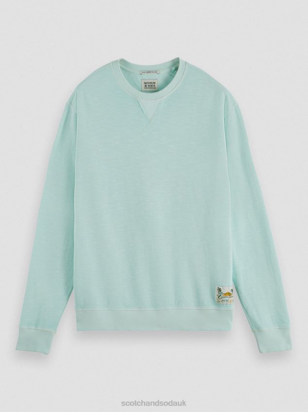 Scotch & Soda Men Garment-Dyed Crewneck Sweatshirt LP48HB537 Clothing Mint