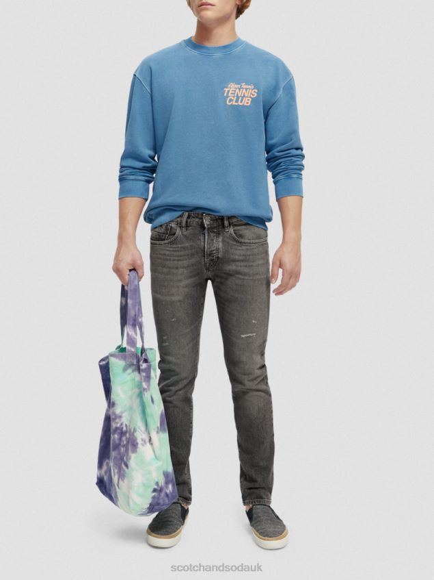Scotch & Soda Men Garment-Dyed Crewneck Sweatshirt LP48HB556 Clothing Riviera Blue