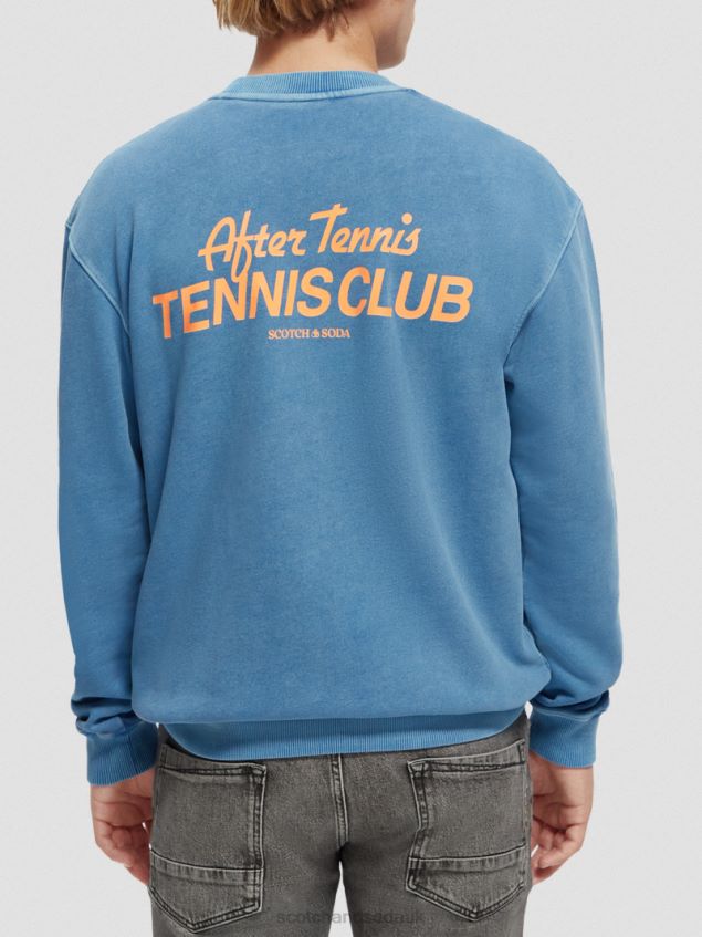 Scotch & Soda Men Garment-Dyed Crewneck Sweatshirt LP48HB556 Clothing Riviera Blue