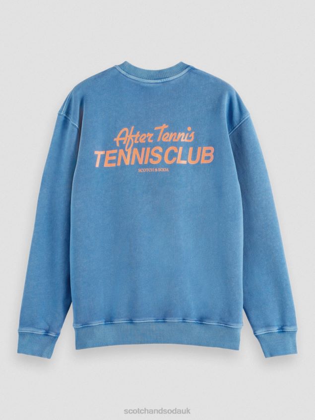 Scotch & Soda Men Garment-Dyed Crewneck Sweatshirt LP48HB556 Clothing Riviera Blue