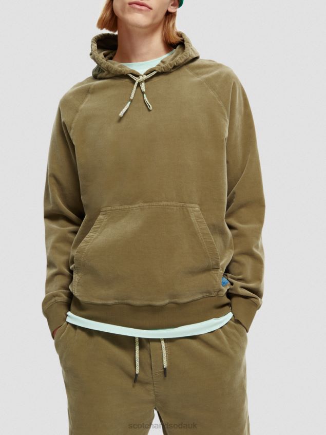 Scotch & Soda Men Organic Cotton Corduroy Hoodie LP48HB508 Clothing Khaki