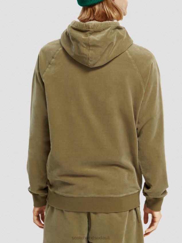 Scotch & Soda Men Organic Cotton Corduroy Hoodie LP48HB508 Clothing Khaki