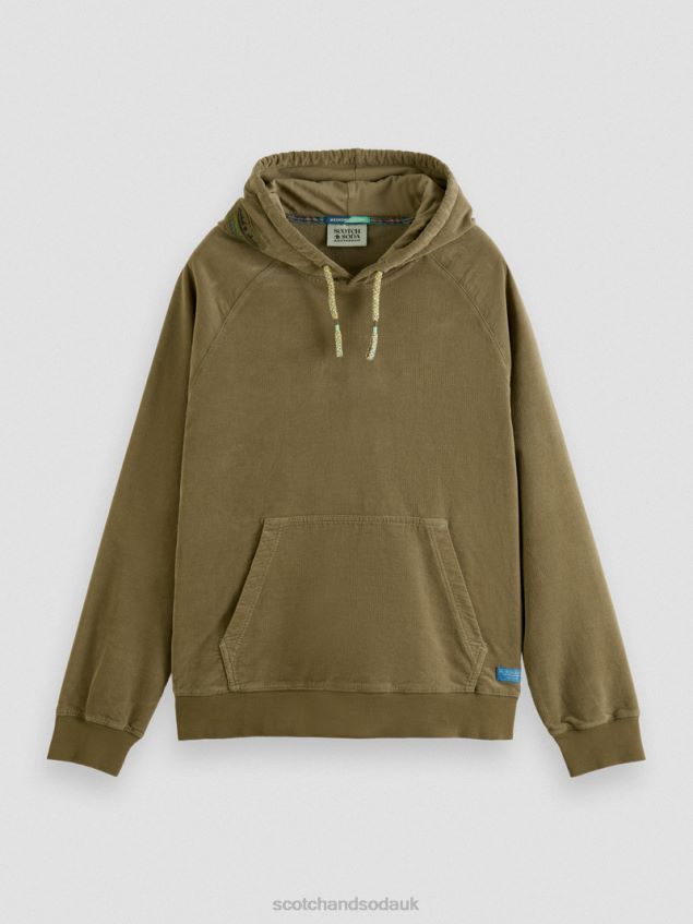 Scotch & Soda Men Organic Cotton Corduroy Hoodie LP48HB508 Clothing Khaki