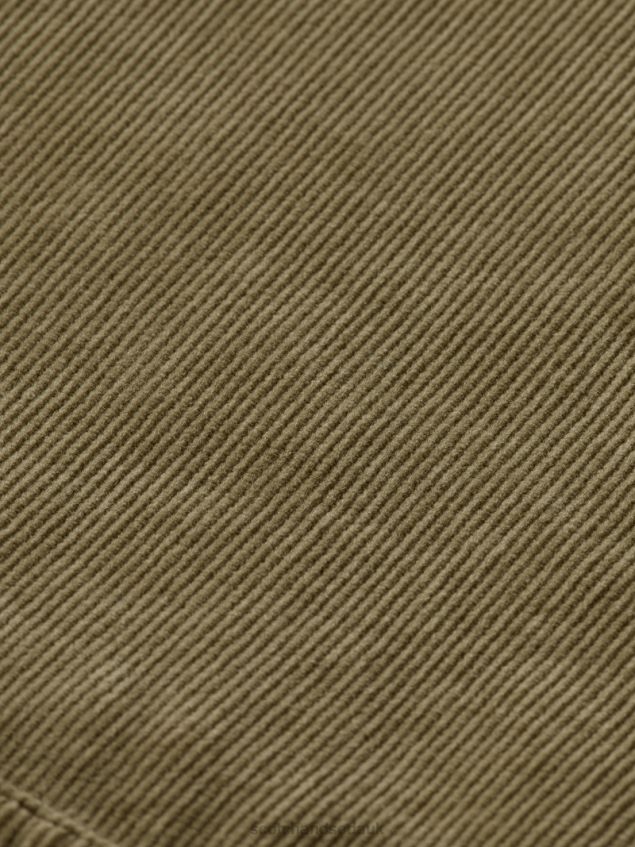 Scotch & Soda Men Organic Cotton Corduroy Hoodie LP48HB508 Clothing Khaki