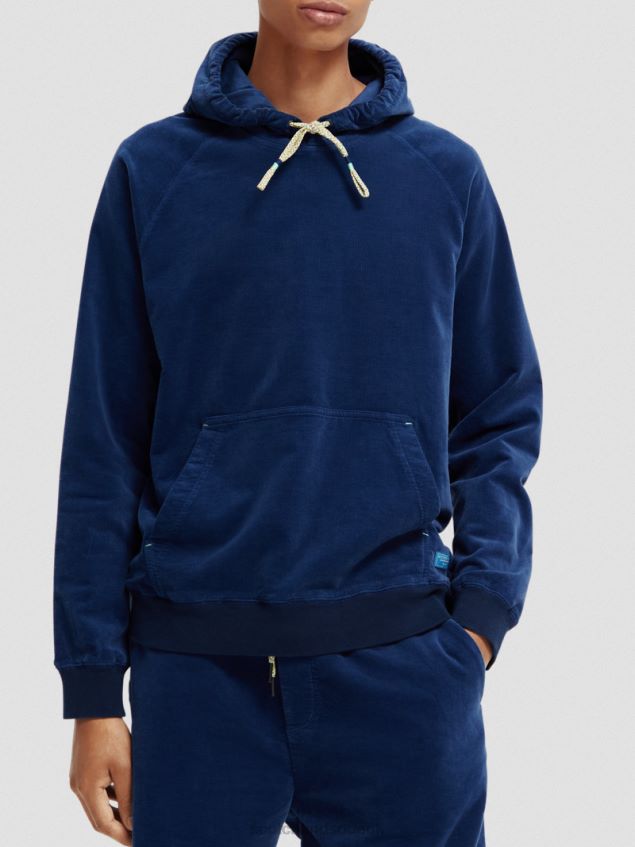 Scotch & Soda Men Organic Cotton Corduroy Hoodie LP48HB511 Clothing Marine
