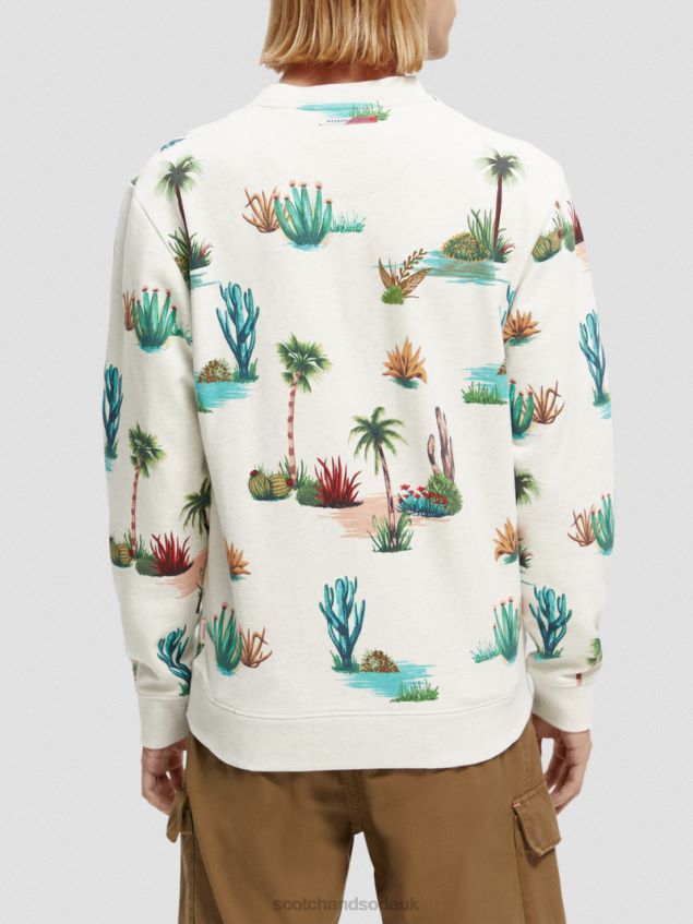 Scotch & Soda Men Printed Crewneck Organic Cotton Sweatshirt LP48HB522 Clothing Combo D