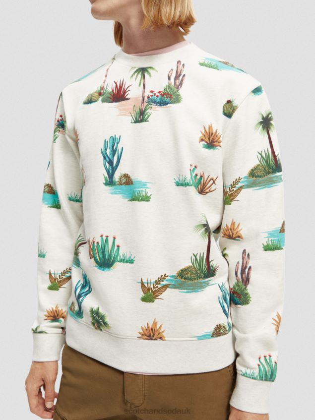 Scotch & Soda Men Printed Crewneck Organic Cotton Sweatshirt LP48HB522 Clothing Combo D