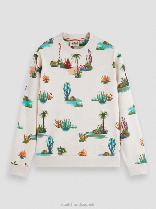 Scotch & Soda Men Printed Crewneck Organic Cotton Sweatshirt LP48HB522 Clothing Combo D