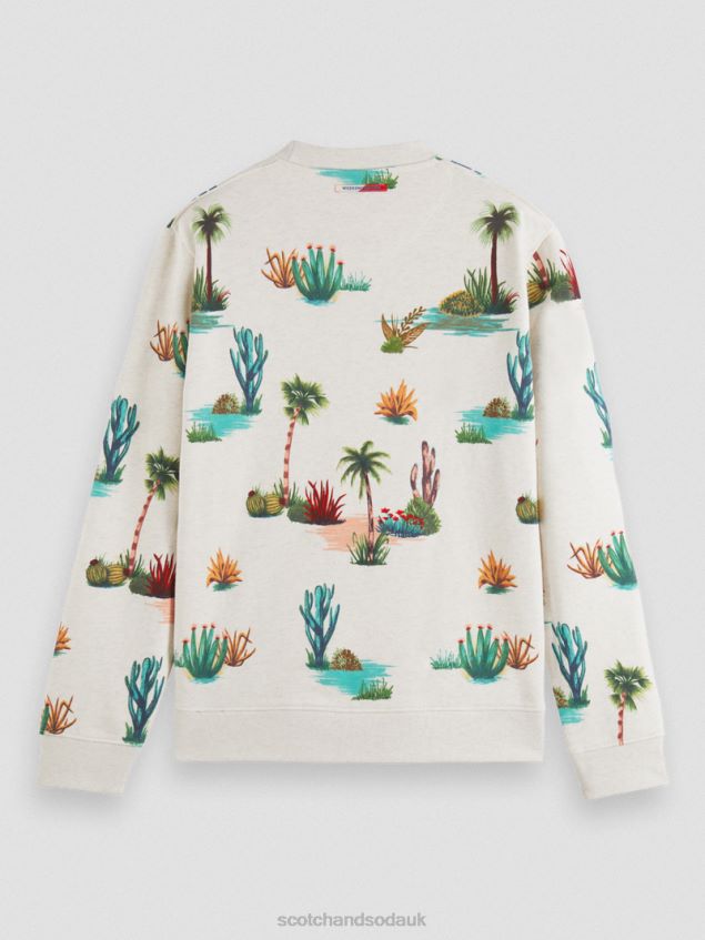 Scotch & Soda Men Printed Crewneck Organic Cotton Sweatshirt LP48HB522 Clothing Combo D