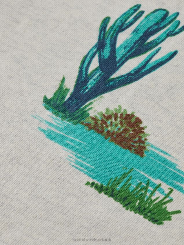 Scotch & Soda Men Printed Crewneck Organic Cotton Sweatshirt LP48HB522 Clothing Combo D