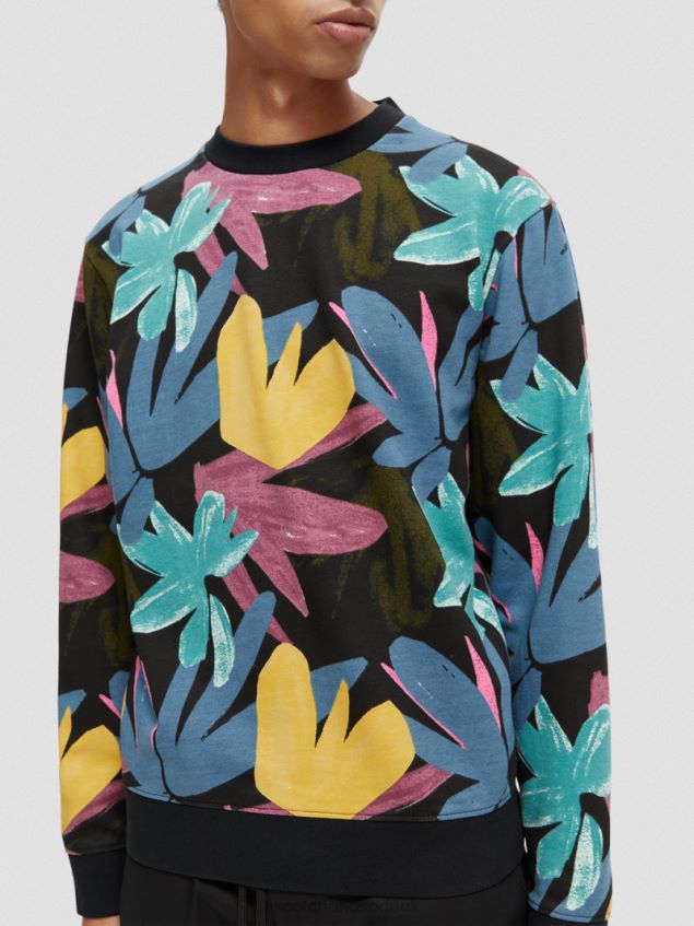 Scotch & Soda Men Printed Crewneck Organic Cotton Sweatshirt LP48HB523 Clothing Combo A