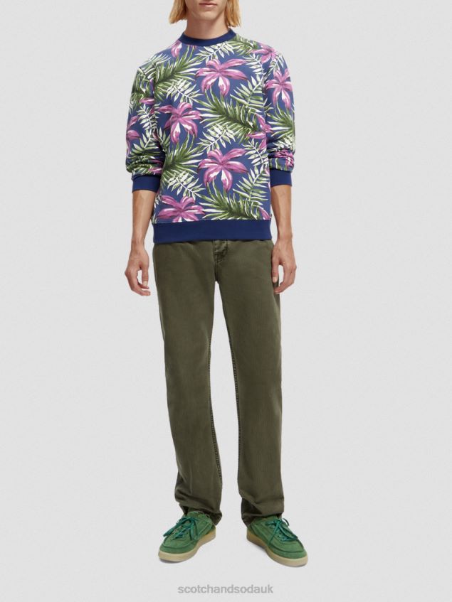 Scotch & Soda Men Printed Crewneck Organic Cotton Sweatshirt LP48HB524 Clothing Combo E