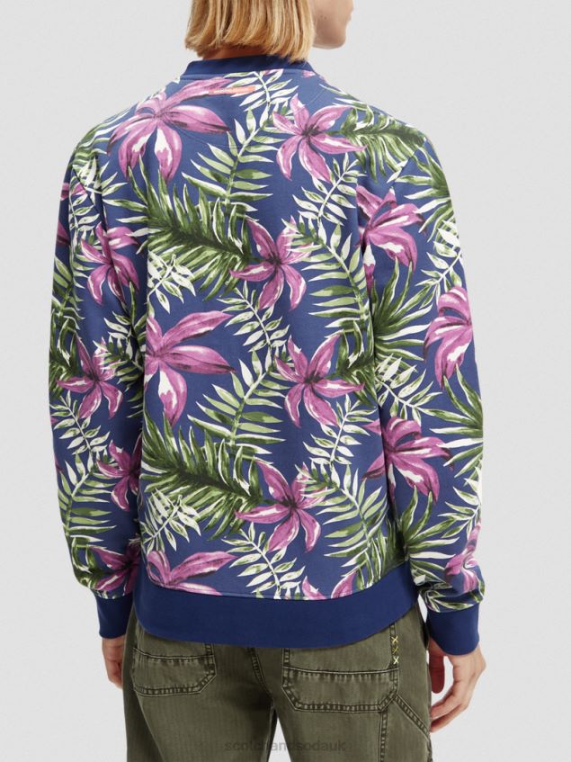 Scotch & Soda Men Printed Crewneck Organic Cotton Sweatshirt LP48HB524 Clothing Combo E