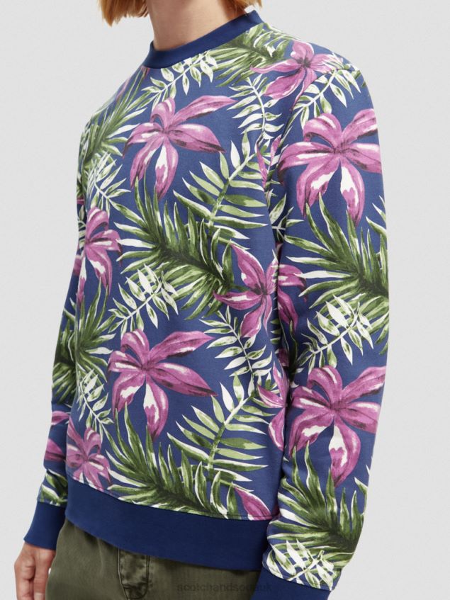 Scotch & Soda Men Printed Crewneck Organic Cotton Sweatshirt LP48HB524 Clothing Combo E