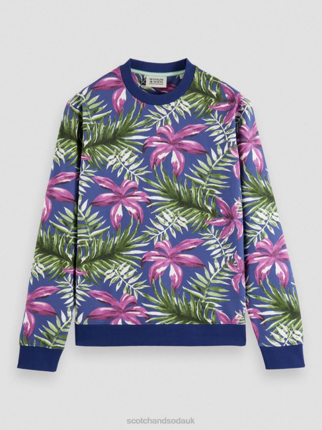 Scotch & Soda Men Printed Crewneck Organic Cotton Sweatshirt LP48HB524 Clothing Combo E