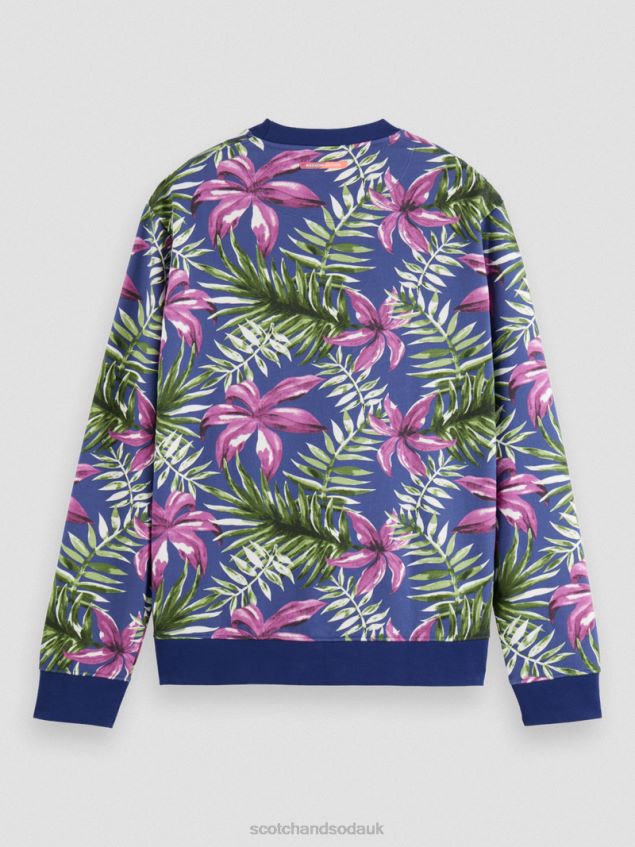 Scotch & Soda Men Printed Crewneck Organic Cotton Sweatshirt LP48HB524 Clothing Combo E