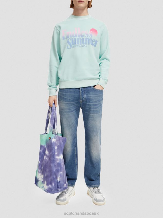 Scotch & Soda Men Regular Fit Garment-Dyed Graphic Crewneck Sweatshirt LP48HB540 Clothing Bay