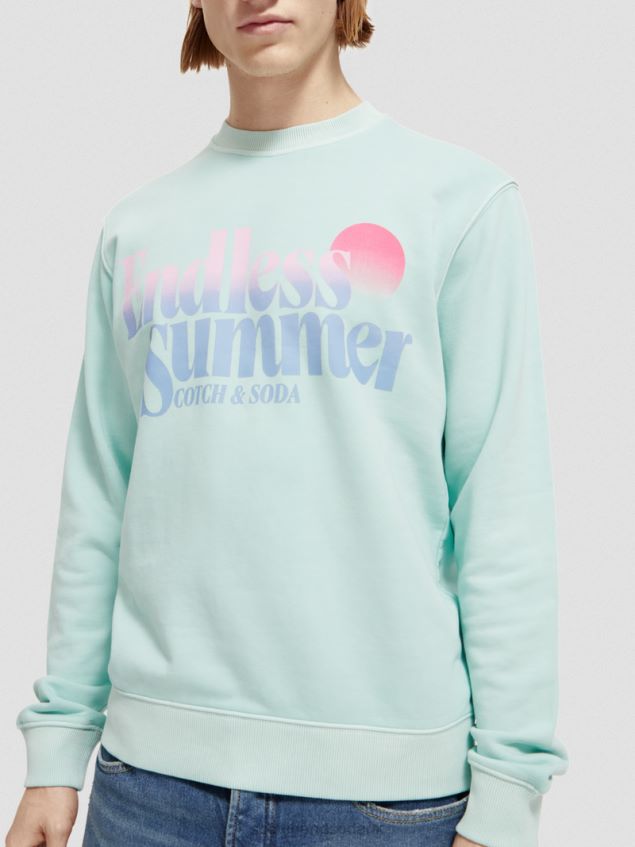 Scotch & Soda Men Regular Fit Garment-Dyed Graphic Crewneck Sweatshirt LP48HB540 Clothing Bay