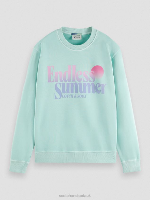 Scotch & Soda Men Regular Fit Garment-Dyed Graphic Crewneck Sweatshirt LP48HB540 Clothing Bay