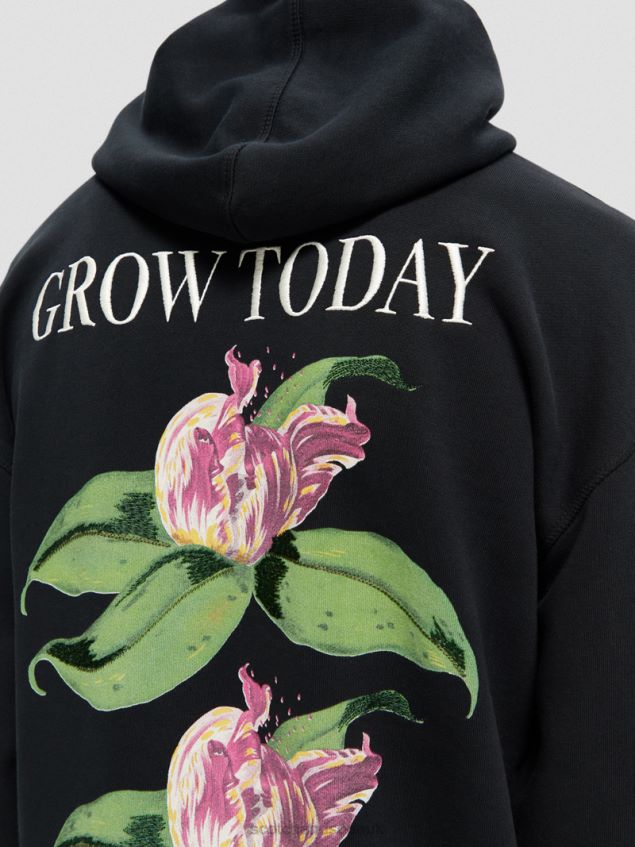 Scotch & Soda Men Relaxed Fit Artwork Organic Cotton Hoodie LP48HB527 Clothing Black