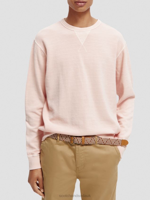 Scotch & Soda Men Structured Garment-Dyed Sweatshirt LP48HB514 Clothing Rose