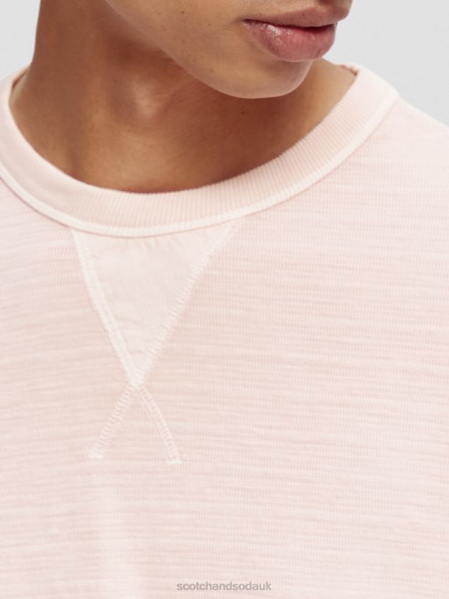 Scotch & Soda Men Structured Garment-Dyed Sweatshirt LP48HB514 Clothing Rose