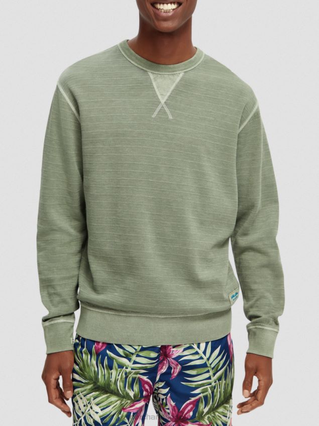 Scotch & Soda Men Structured Garment-Dyed Sweatshirt LP48HB516 Clothing Khaki