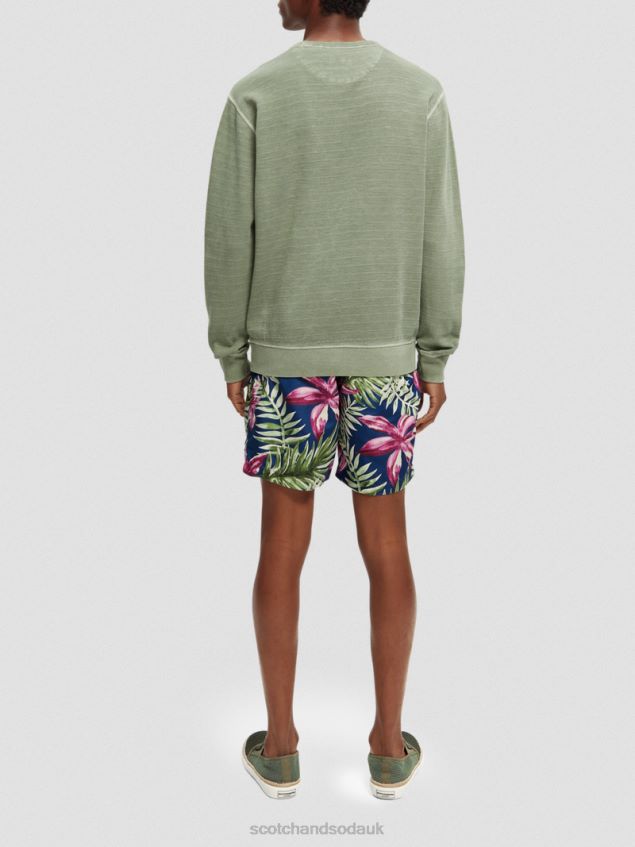 Scotch & Soda Men Structured Garment-Dyed Sweatshirt LP48HB516 Clothing Khaki