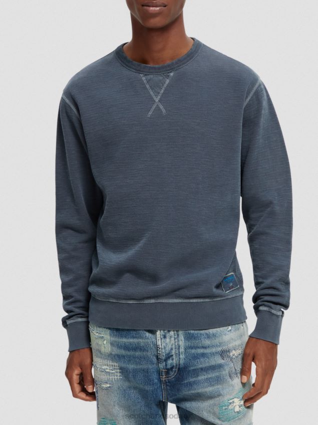 Scotch & Soda Men Structured Garment-Dyed Sweatshirt LP48HB517 Clothing Night