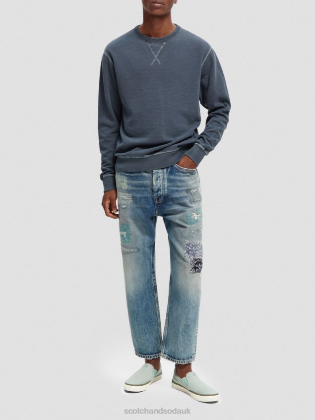 Scotch & Soda Men Structured Garment-Dyed Sweatshirt LP48HB517 Clothing Night