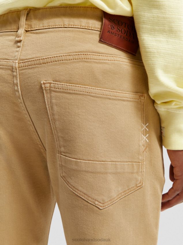 Scotch & Soda Men The Skim Super Slim Fit Garment-Dyed Jeans LP48HB580 Clothing Sand