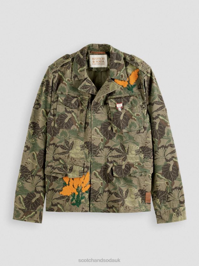 Scotch & Soda Men Embroidered Printed Army Field Jacket LP48HB571 Clothing Army Flower Aop