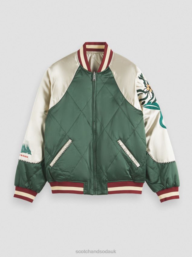 Scotch & Soda Men Embroidered Satin Bomber Jacket LP48HB559 Clothing Combo A