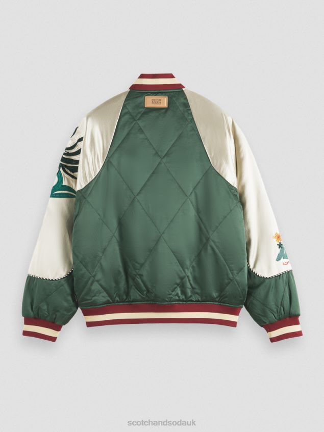 Scotch & Soda Men Embroidered Satin Bomber Jacket LP48HB559 Clothing Combo A