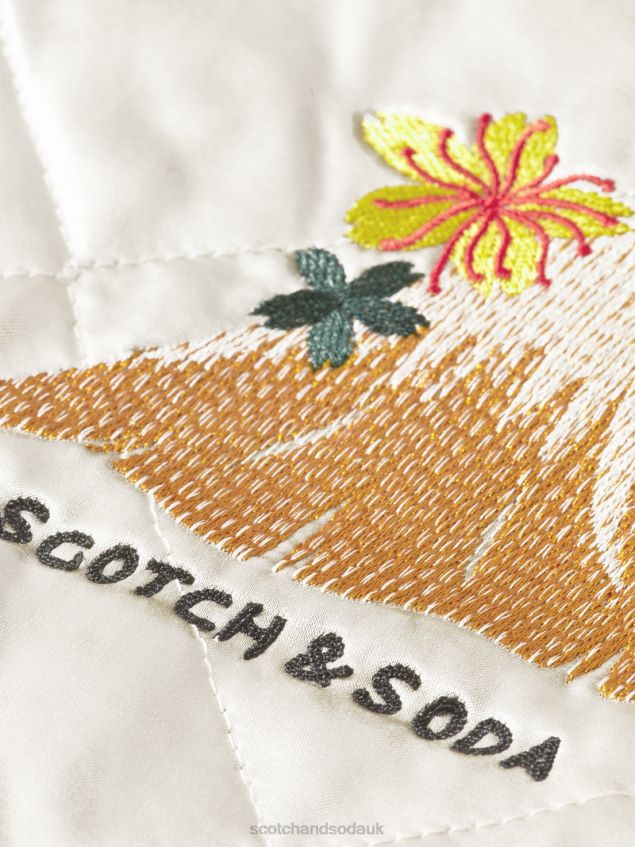 Scotch & Soda Men Embroidered Satin Bomber Jacket LP48HB559 Clothing Combo A