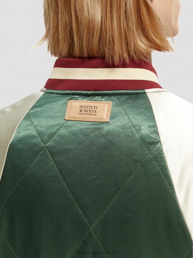 Scotch & Soda Men Embroidered Satin Bomber Jacket LP48HB559 Clothing Combo A