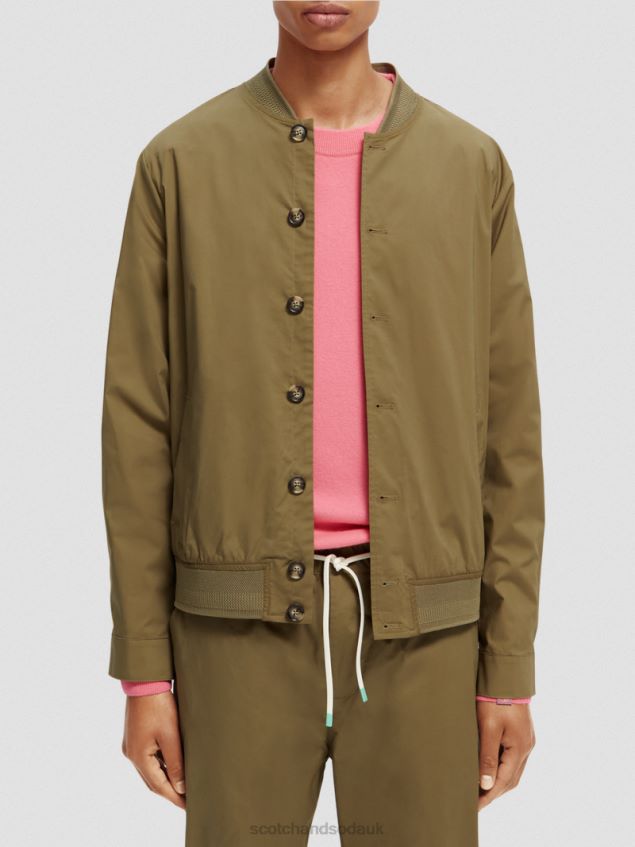 Scotch & Soda Men Lightweight Organic Cotton Poplin Blouson LP48HB565 Clothing Khaki