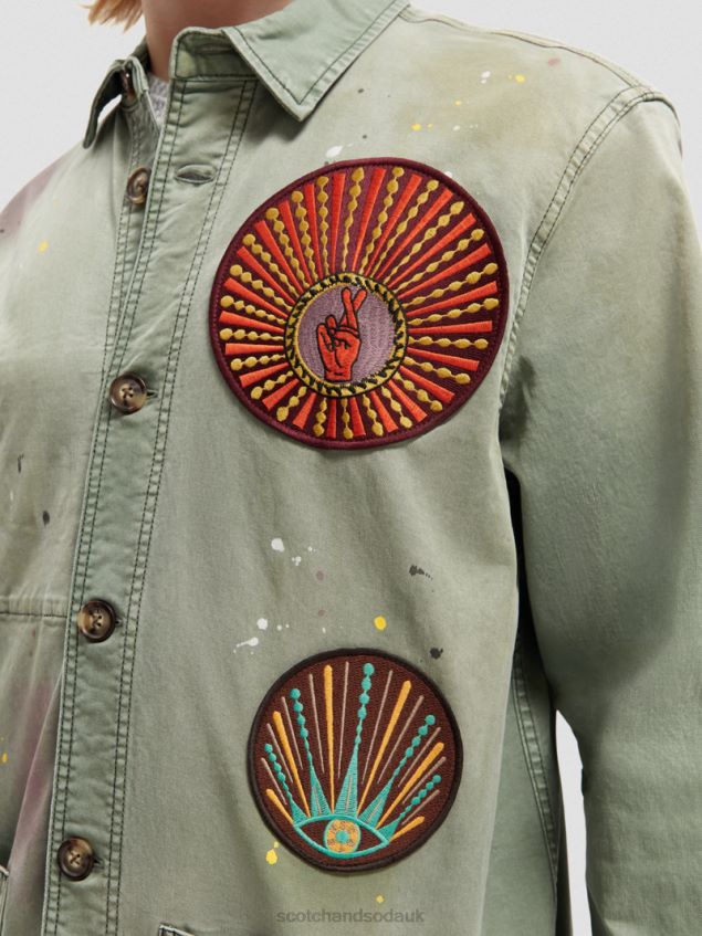 Scotch & Soda Men Patch Artwork Utility Jacket LP48HB575 Clothing Army