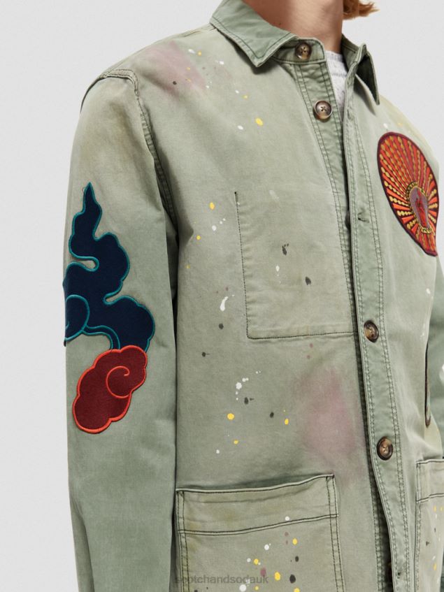 Scotch & Soda Men Patch Artwork Utility Jacket LP48HB575 Clothing Army