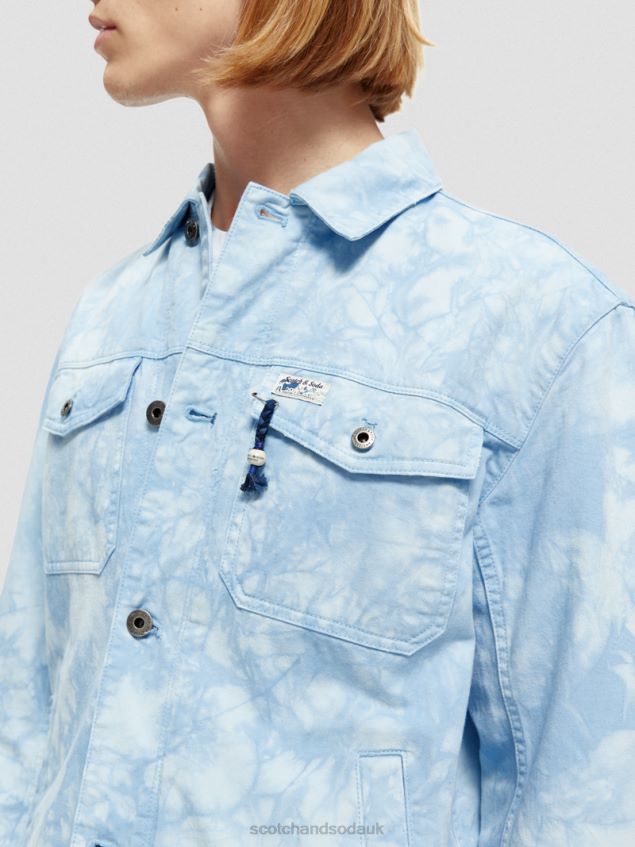 Scotch & Soda Men Tie-Dye Denim Trucker Jacket LP48HB576 Clothing Combo A