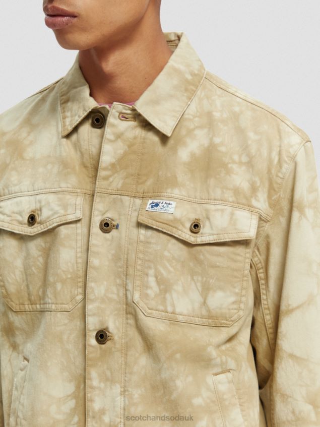 Scotch & Soda Men Tie-Dye Denim Trucker Jacket LP48HB577 Clothing Combo B