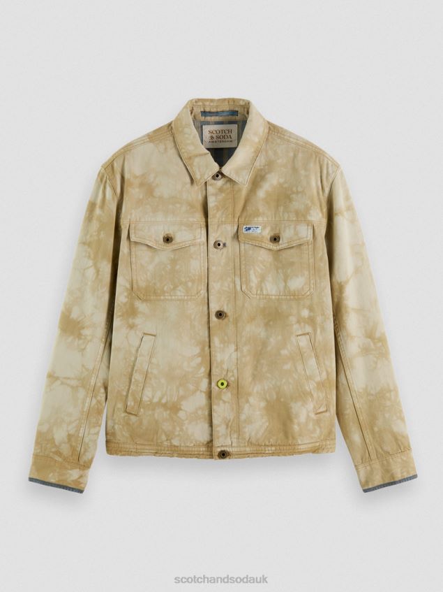 Scotch & Soda Men Tie-Dye Denim Trucker Jacket LP48HB577 Clothing Combo B