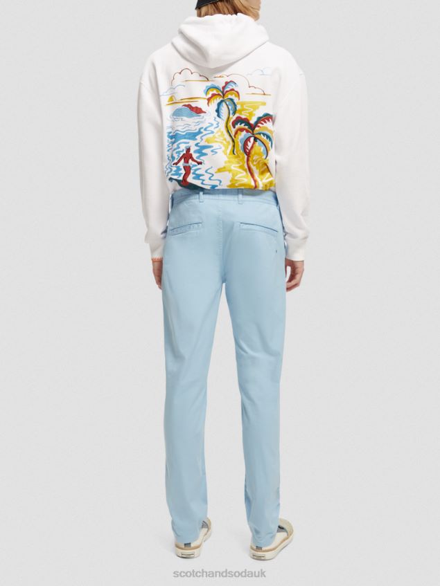 Scotch & Soda Men Mott Garment-Dyed Super-Slim Fit Chino LP48HB498 Clothing Sea Blue